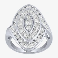 (G/ Si2) Womens 2 CT. T.W. Lab Grown White Diamond 10K Gold Marquise Cluster Cocktail Ring