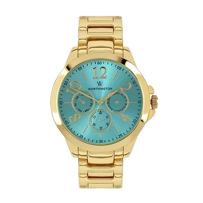 Worthington® Womens Gold-Tone & Aqua Bracelet Watch