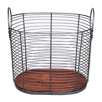 Baum Black Wire Basket with Wood Bottom
