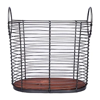 Baum Black Wire Basket with Wood Bottom