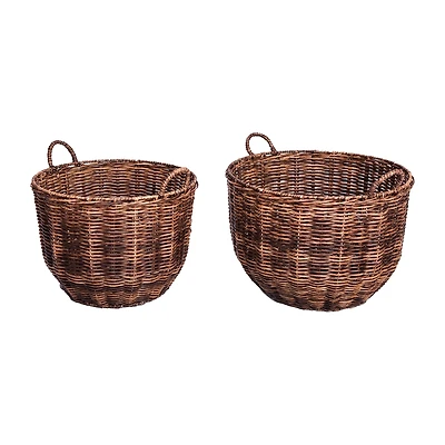 Baum Faux Wicker Round Decorative Storage Basket