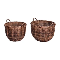 Baum Faux Wicker Round Decorative Storage Basket