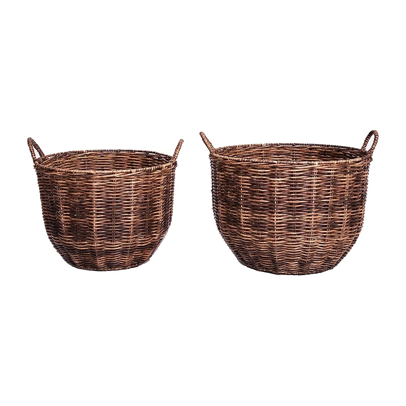 Baum Faux Wicker Round Decorative Storage Basket