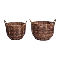 Baum Faux Wicker Round Decorative Storage Basket