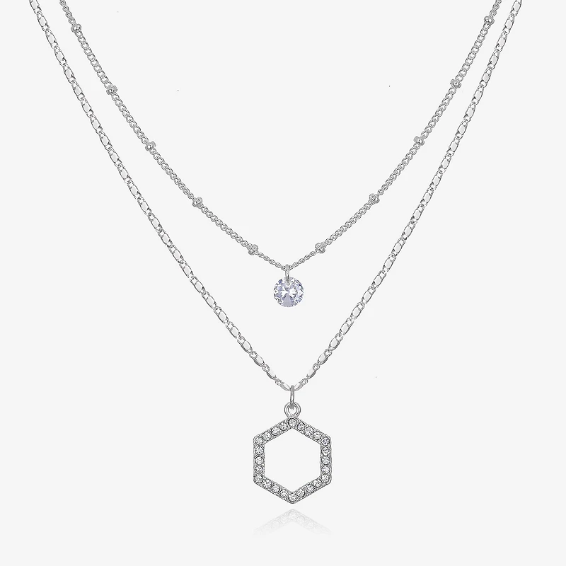 Bijoux Bar Delicates Hexagon Womens 16 Inch Strand Necklace