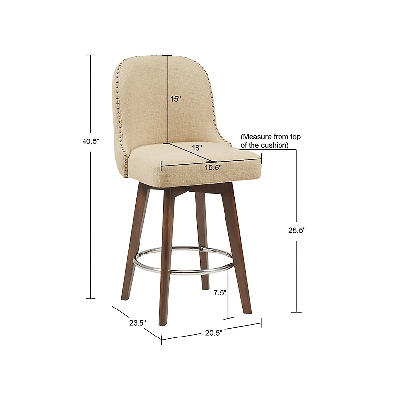 Madison Park Heyes Upholstered Tufted Swivel Counter Height Stool
