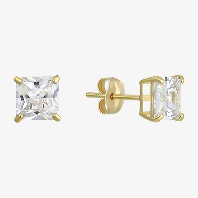 Princess-Cut Cubic Zirconia 10K Gold Stud Earrings