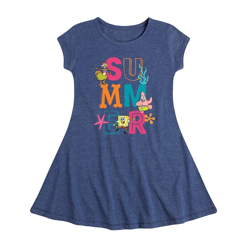 Little & Big Kid Girls Short Sleeve Spongebob A-Line Dress