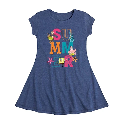Little & Big Kid Girls Short Sleeve Spongebob A-Line Dress