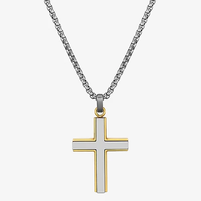 J.P. Army Mens Stainless Steel Cross 24 Inch Pendant Necklace