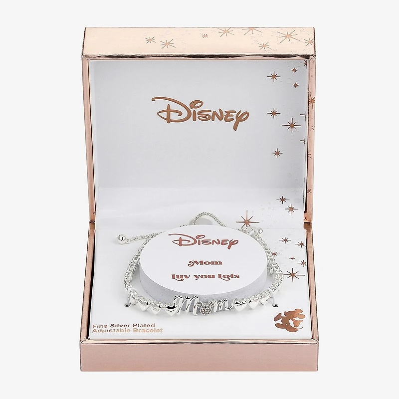 Disney Classics Mom Womens Cubic Zirconia Heart Mickey Mouse Bolo Bracelet