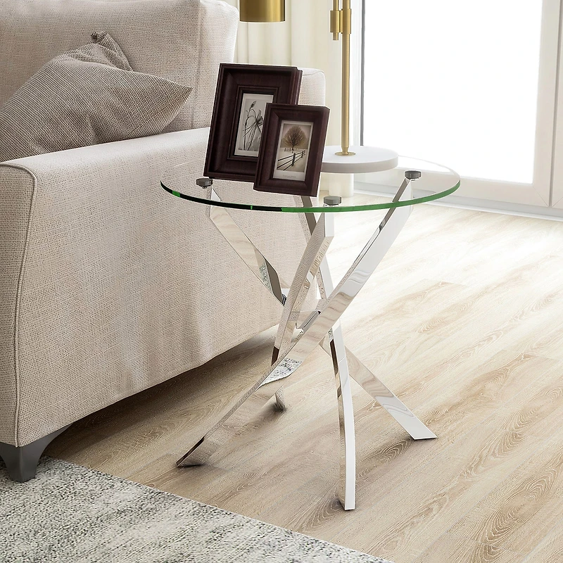 Furniture of America™ Newport Glass Top End Table