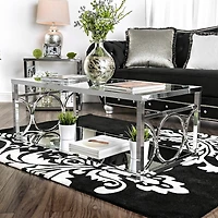 Furniture of America™ Jasper Glass Top Mirrored Storage Glass Coffee Table