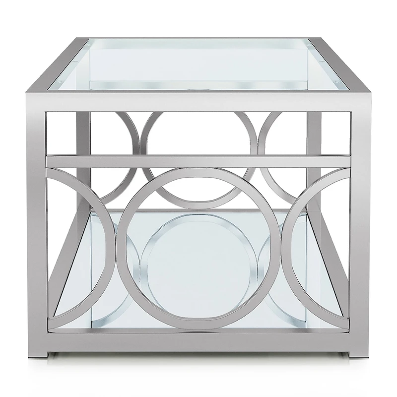 Furniture of America™ Jasper Glass Top Mirrored Storage Glass Coffee Table