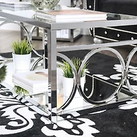 Furniture of America™ Jasper Glass Top Mirrored Storage Glass Coffee Table