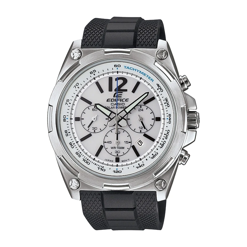 Casio® Edifice Mens White Dial Black Resin Strap Solar Watch EFR545SB-7BV