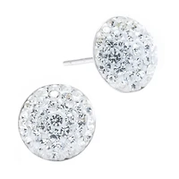 Silver Treasures Crystal Sterling Silver 9mm Round Stud Earrings