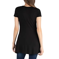 24/7 Comfort Apparel V Neck Short Sleeve Loose Fit Tunic Top
