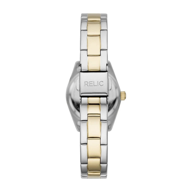 Relic By Fossil Tyla Womens Crystal Accent Two Tone Stainless Steel Bracelet Watch Zr12620