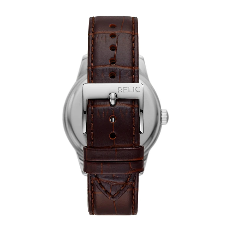 Relic By Fossil Myles Mens Brown Leather Strap Watch Zr77325