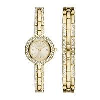 Geneva Womens Crystal Accent Gold Tone 2-pc. Watch Boxed Set Fmdjset062