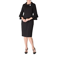 Giovanna Signature Womens Cowl Neck 3/4 Sleeve Embellished Shift Dress