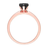 Midnight Black Womens 1 CT. Natural Diamond 14K Gold Pear Solitaire Engagement Ring