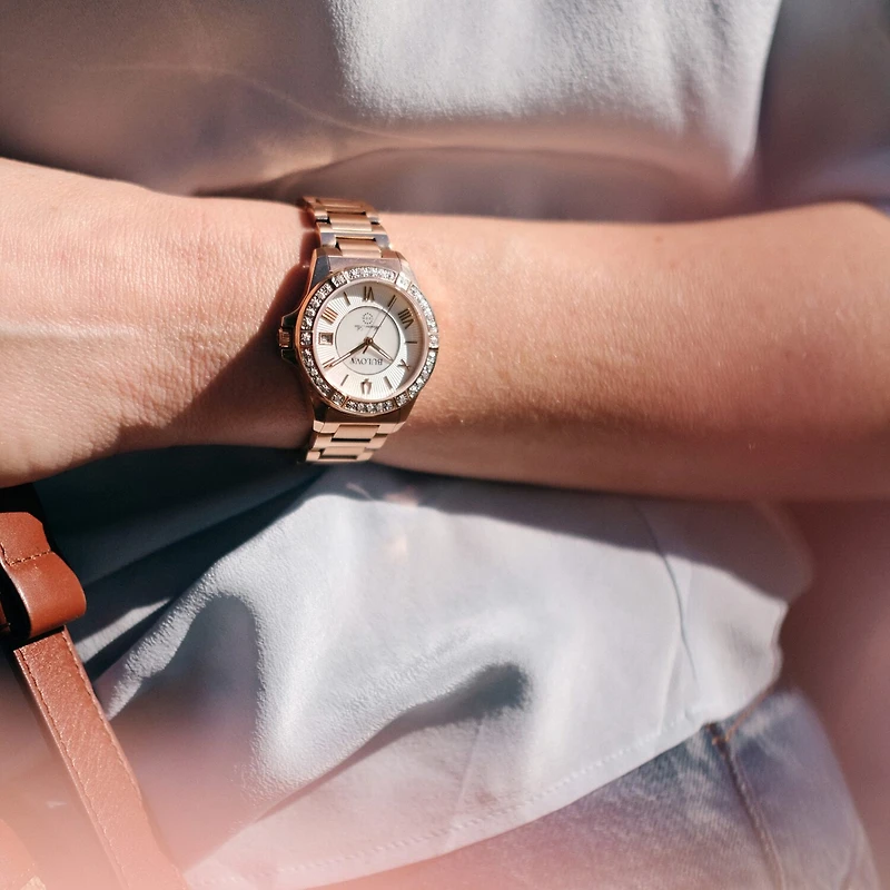 Bulova Marine Star Womens Diamond Accent Rose Goldtone Stainless Steel Bracelet Watch 98r295
