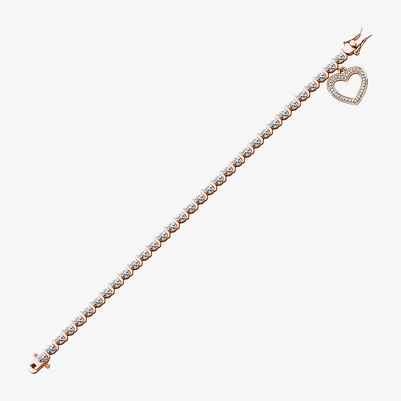 Sparkle Allure Womens Natural Diamond Accent Heart 7.25 Inch Tennis Bracelet