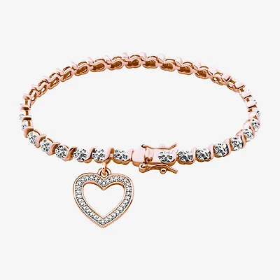 Sparkle Allure Womens Natural Diamond Accent Heart 7.25 Inch Tennis Bracelet