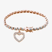 Sparkle Allure Womens Natural Diamond Accent Heart 7.25 Inch Tennis Bracelet