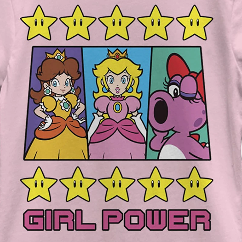 Little & Big Kid Girls Crew Neck Short Sleeve Regular Fit Super Mario Graphic T-Shirt