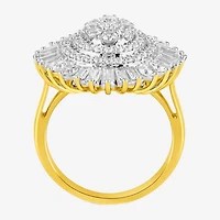 Womens CT. T.W. Lab Grown White Diamond 10K Gold Cluster Cocktail Ring