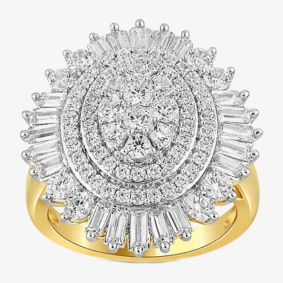 Womens CT. T.W. Lab Grown White Diamond 10K Gold Cluster Cocktail Ring