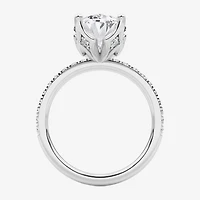 Grown Gorgeous (F / Vs2) Womens CT. T.W. Lab White Diamond 14K Gold Oval Side Stone Engagement Ring