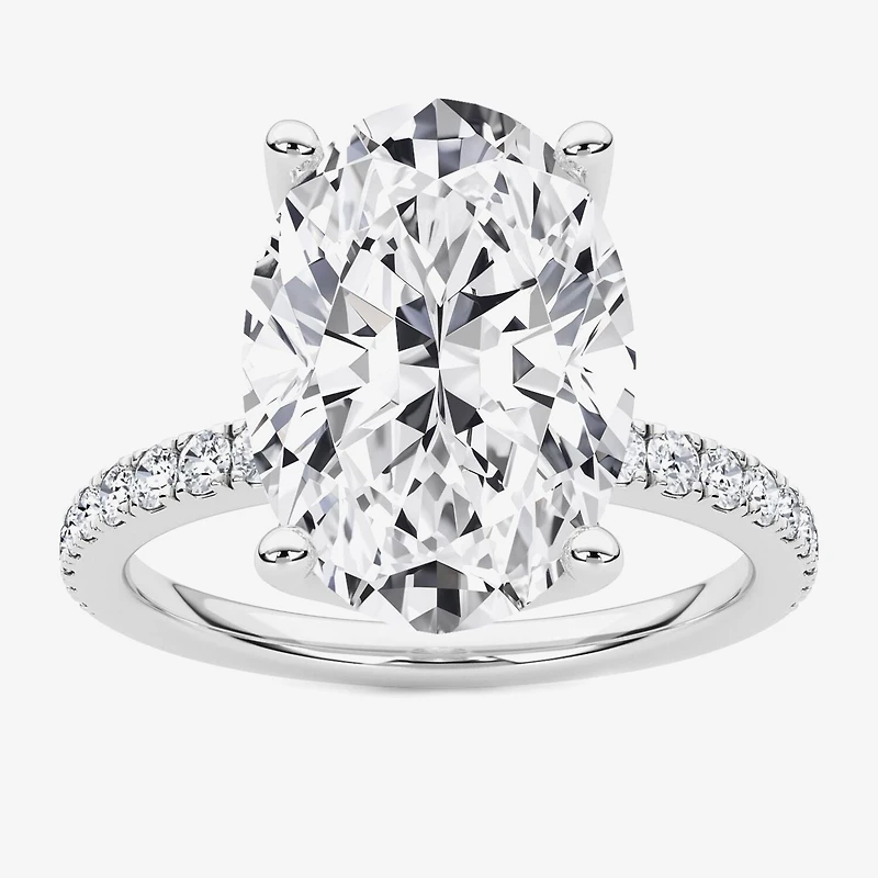 Grown Gorgeous (F / Vs2) Womens CT. T.W. Lab White Diamond 14K Gold Oval Side Stone Engagement Ring