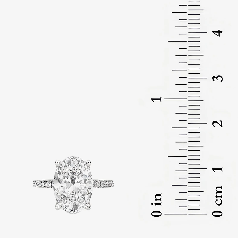 Grown Gorgeous (F / Vs2) Womens CT. T.W. Lab White Diamond 14K Gold Oval Side Stone Engagement Ring