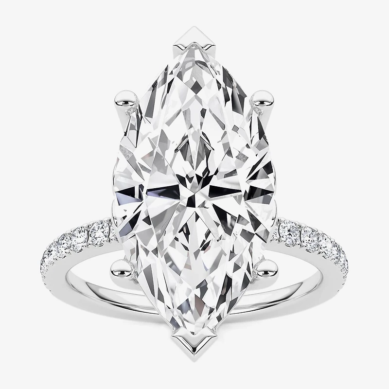 Grown Gorgeous (F / Vs2) Womens / Ct. T.W. Lab White Diamond 14K Gold Marquise Side Stone Engagement Ring