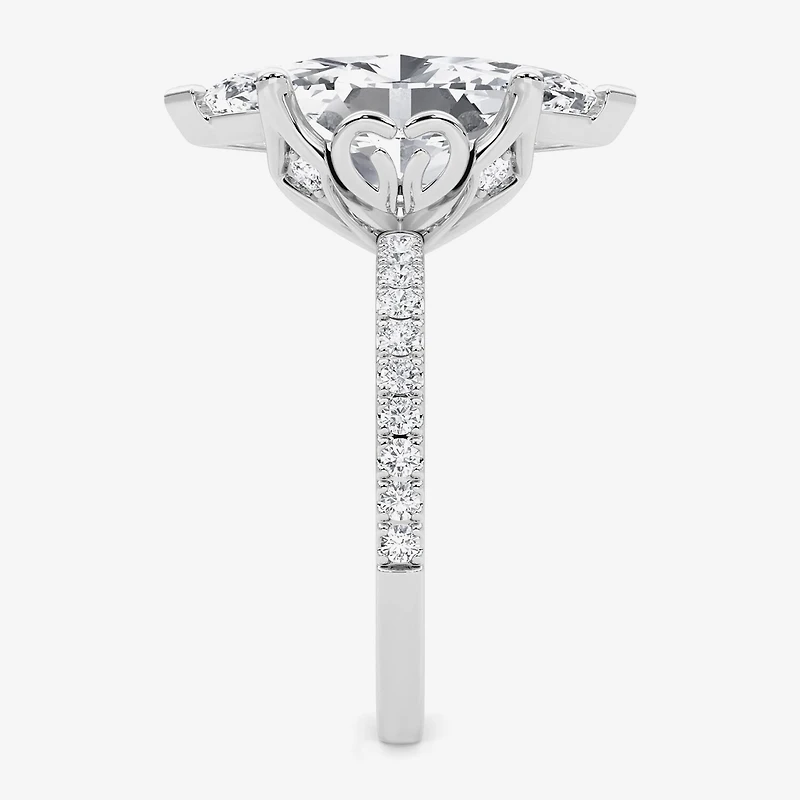 Grown Gorgeous (F / Vs2) Womens / Ct. T.W. Lab White Diamond 14K Gold Marquise Side Stone Engagement Ring