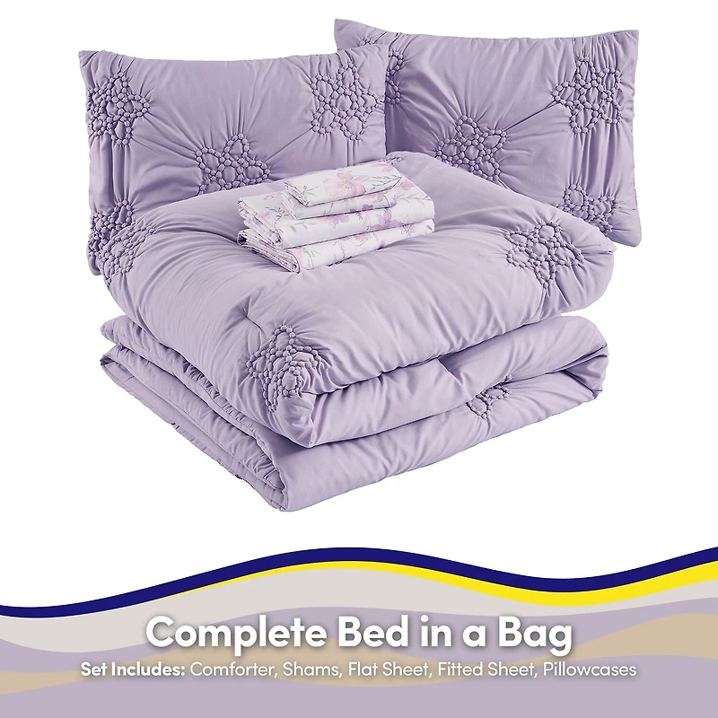 Sweet Home Collection Pintuck Floral Kids Bedding Set Down Alternative Comforter Set