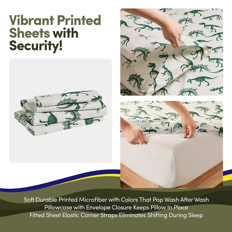 Sweet Home Collection Dino Den Cozy Kids Bedding Set Down Alternative Comforter
