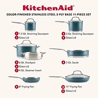 KitchenAid Stainless Steel 3-Ply 11-pc. Cookware Set