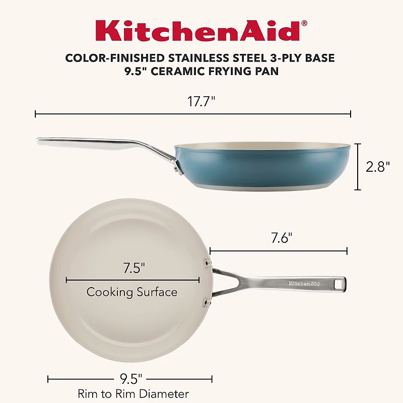 KitchenAid Color-Finished Stainless Steel 3-Ply Base 9.5" Frying Pan