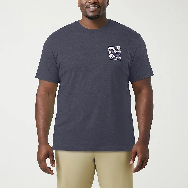 IZOD Saltwater Mens Crew Neck Short Sleeve Classic Fit Big and Tall Graphic T-Shirt