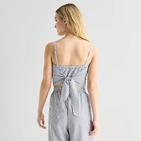by&by Womens Juniors Square Neck Sleeveless Tank Top