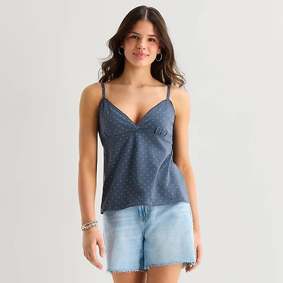 Arizona Womens Juniors Sleeveless Babydoll Top