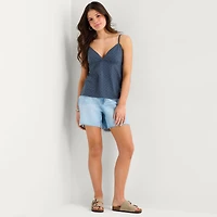 Arizona Womens Juniors V Neck Sleeveless Babydoll Top