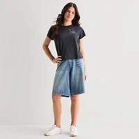 Arizona Curvy Womens 12" Mid Rise Juniors Denim Short