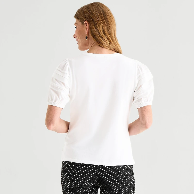 Liz Claiborne Womens Round Neck Short Sleeve Blouse