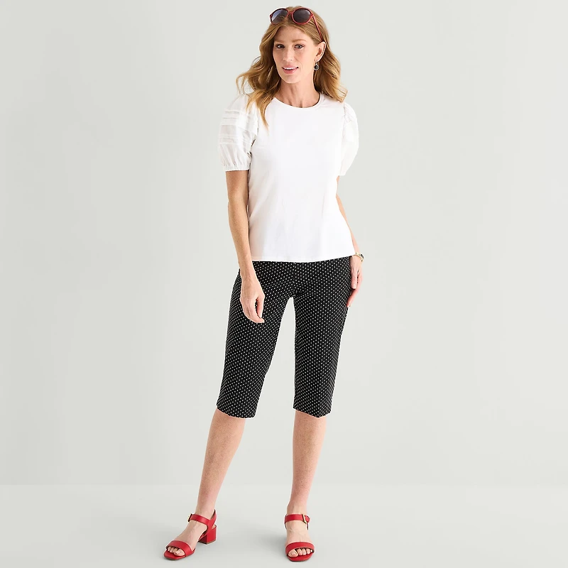 Liz Claiborne Womens Round Neck Short Sleeve Blouse